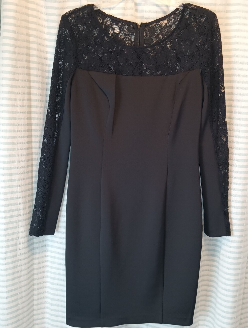 Jessica Simpson Black Lace-Trim Long Sleeve Sheath Dress Brand New With Tags